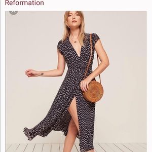 Reformation Floral Wrap Midi Dress Size L